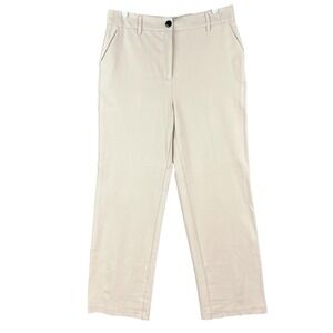 C by One Women's Straight Leg Stretch Beige Trouser Pants Size L High Rise NWT